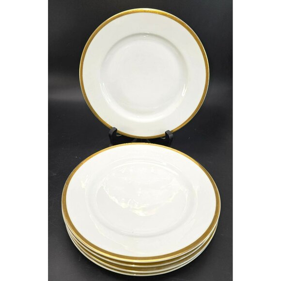 Vintage Turin Bavaria Lunch Plates White Gold Rim Fine China Set of 5 CM2117 - Picture 1 of 5